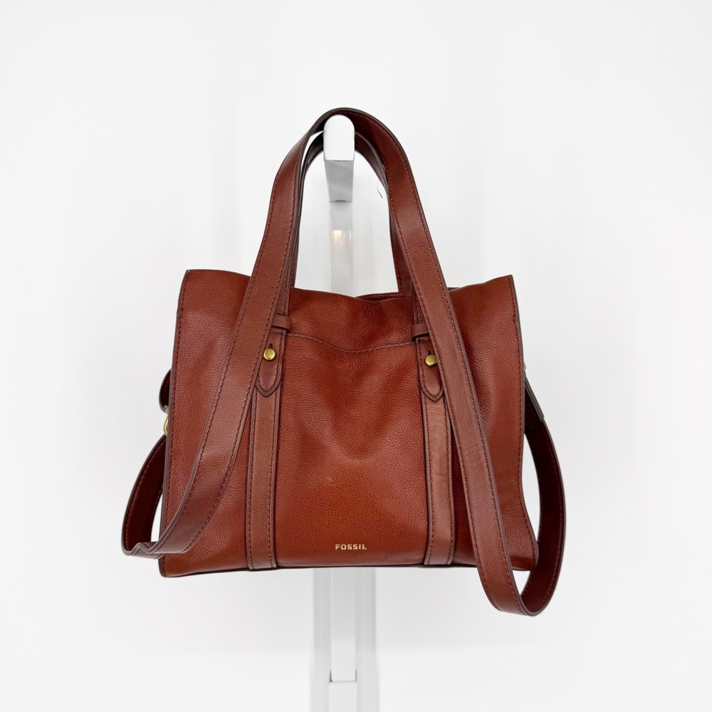 Fossil Kingston Pebbled Leather Satchel Crossbody Tote Satchel Bag Medium